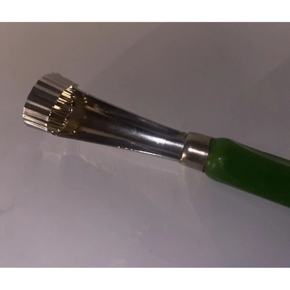 Vtg Apple Corer Kitchen Utensil Olive Green Plastic Handle Made Hong Kong